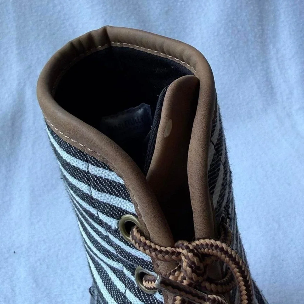 Marleylilly Duck Boots Womens Size 6 Striped Navy White Black Rubber Rain Boots